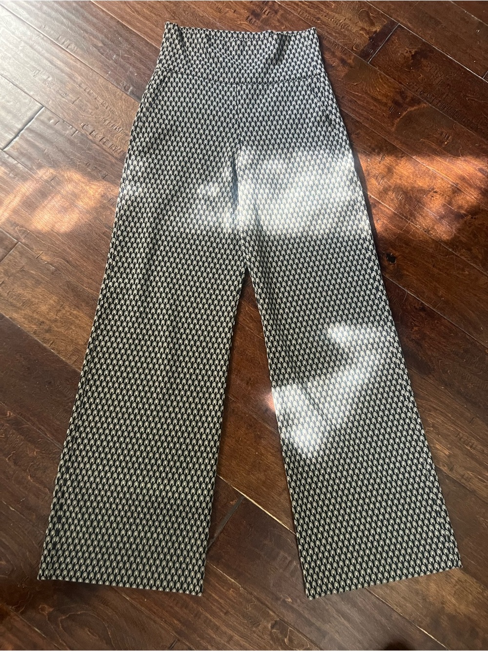 CAbi Knit Pants in Black, Cream & Brown Geometric Print